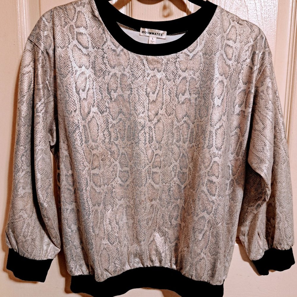 Iridescent snakeskin print blouse